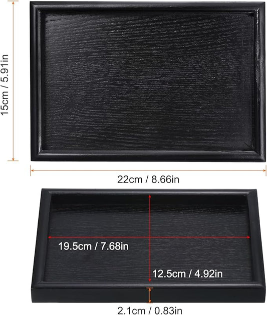 PATIKIL Wood Serving Tray 9x6 Inch Outer Base, Rectangular Decorative Platter for Home Decor Kitchen Table Candle Holder, Black