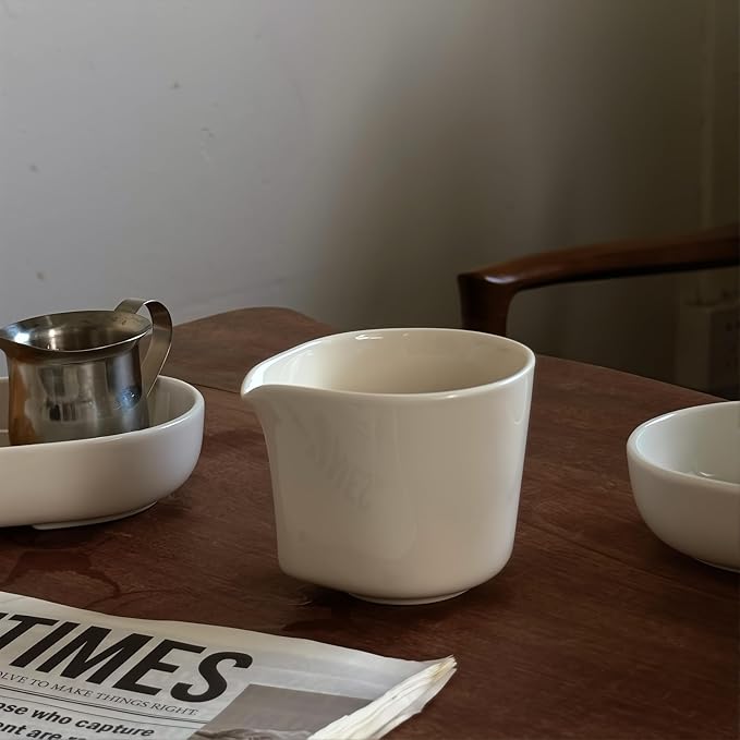 Ceramic Mini Creamer Pitcher Set for Tea, Coffee, Milk, Porcelain White Sauce Dispensers, 4 oz Pouring Jugs, 2 Pieces (2)