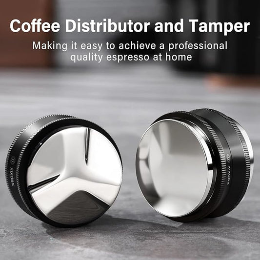 51mm Espresso Tamper, Coffee Distributor and Tamper 304 Stainless Steel Espresso Hand Tamper, Adjustable Depth Espresso Distribution Tool, Professional Espresso Leveler Barista Tools