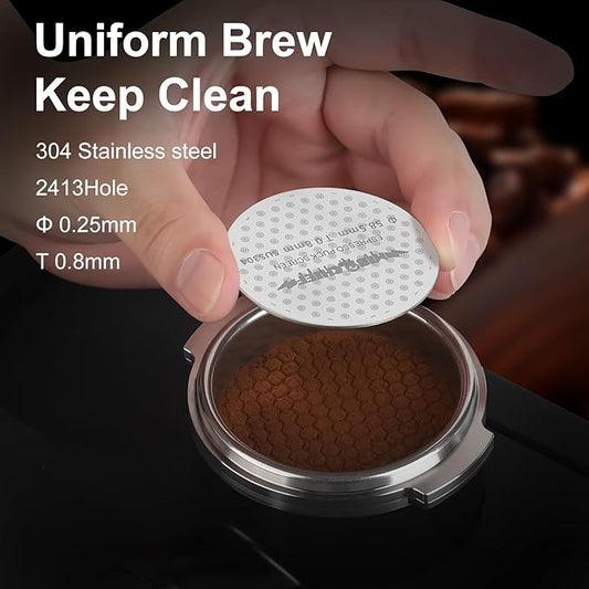 MischiefWorkshop 2 Packs 58MM Espresso Puck Screen 0.8mm Thin 316 Stainless Steel - Full-Edge Hole Design - Reusable Filter Disc for Espresso Machine 58mm Portafilter Basket