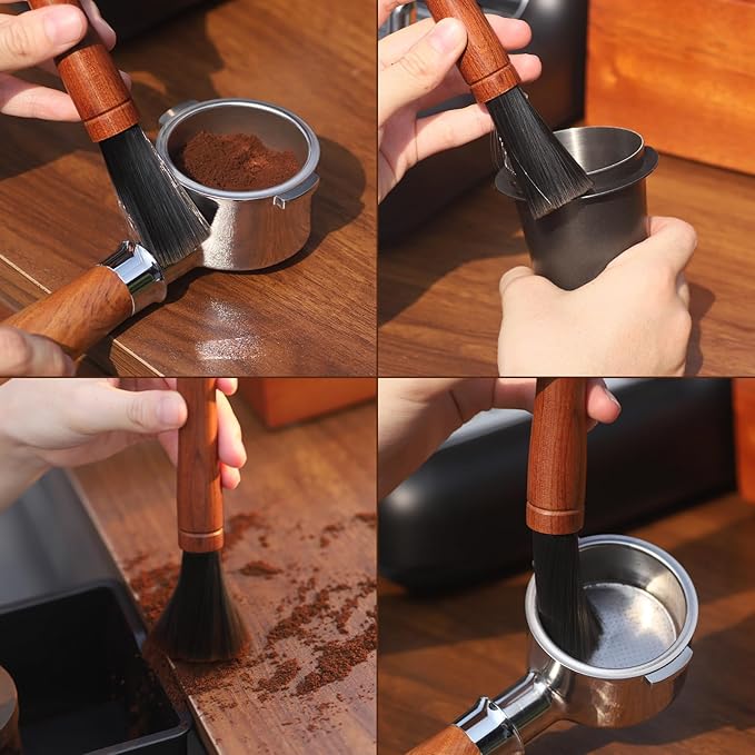 MEION Coffee Grinder Brush, Espresso Brush Tool, Mahogany Coffee Cleaning Brush Coffee Brush Grinder Cleaner Espresso Cleaning Brush Barista Tools for Coffee Lovers
