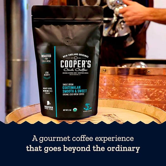Guatemala Organic Cold Brew Coffee, Single Origin, Gourmet Beans, Tasting Notes of Milk Chocolate, Creamy Caramel & A Hint of Orange, Medium Roast Coarse Ground Beans, 2 lb Coffee Bag