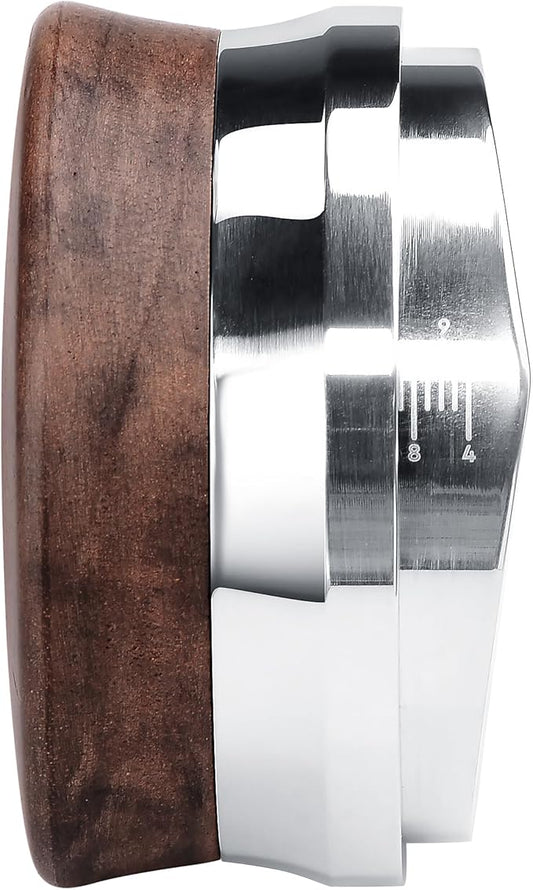 Normcore 58.5mm Coffee Distributor Tool, Heavy Duty Coffee Levelling Tool With Genuine American Walnut Wood, Adjustable Depth Coffee Leveler Fits All 58mm Espresso Portafilter, Black