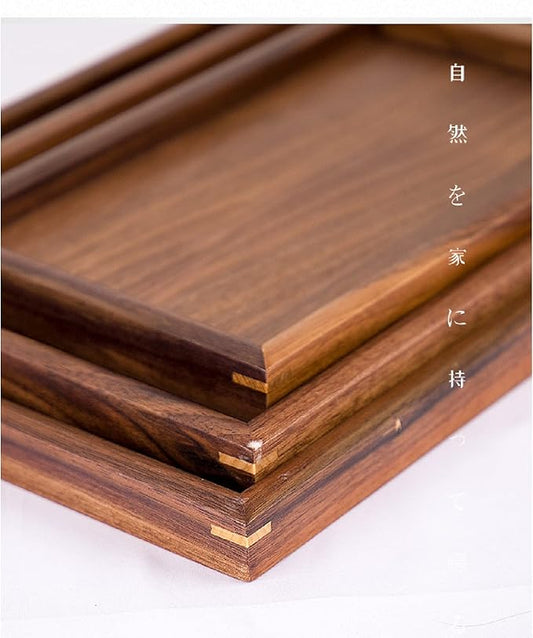 Wood Serving Trays for Home Bar Restaurant Coffee Shop - 11.81''L x 7.87''W Black Walnut Wood Tray, Tea Tray, Coffee Tray, Food Tray (M - 11.81'' x 7.87'')