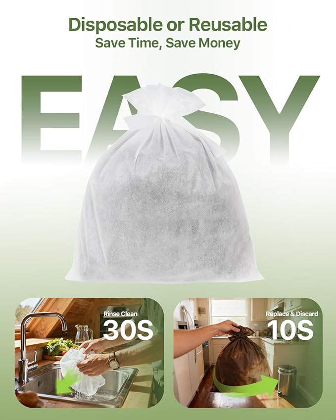 Grasseed Cold Brew Filter Bags for Toddy Commercial Coffee Makers, Commercial Cold Brew Bag with Straps Fits 5 Gallon System, 20" x 20", 100Pack