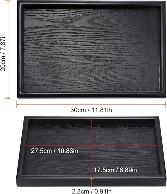 PATIKIL Wood Serving Tray 12x8 Inch Outer Base, Rectangular Decorative Platter for Home Decor Kitchen Table Candle Holder, Black