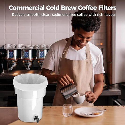 100 PCS Commercial Cold Brew Coffee Filters, Large Disposable Filter Bag for 5 Gal Bucket, Non-Woven Fabric Fine Mesh Brewing Bags for Coffee Shops, Restaurants, Home Brewing