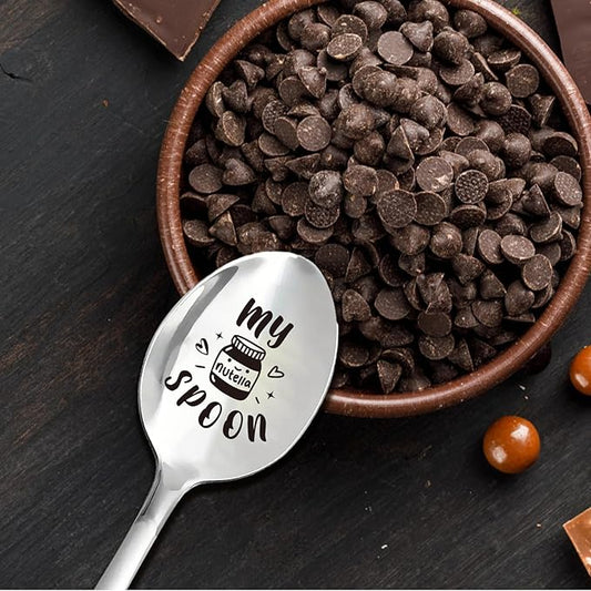 Nutella Spoon Stainless Steel, My Nutella Spoon for Dessert Cake, Gift for Nutella Lovers, Women Men, Christmas Birthday Housewarming Gif