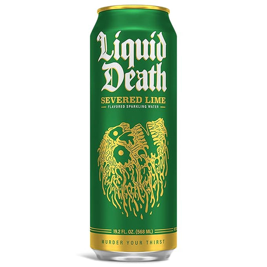 Liquid Death, Severed Lime, Lime-Flavored Sparkling Water, 8-Pack (19.2oz Cans), Low Calorie & No Artificial Sweeteners