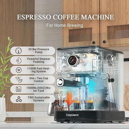 Espresso Machine 20 Bar with Steam Milk Frother, Espresso maker Compatible for NS Original Capsules 2 IN 1 expresso maker, Professional Cappuccino Expresso Machine for Home and Office