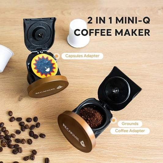 Single Serve Coffee Maker For K Cup Pod and Coffee Grounds /Tea, Fast Brew in 2 minutes, 2 IN 1 One Button Coffee Machine 4-8 Oz Brew Sizes, Stylish&Compact For Home, Office, RV and Dorm, Black