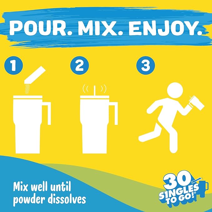 Calypso Singles To Go! Drink Mix Variety Pack – Lemonade On-the-Go Powdered Drink Mix Packets – Low Calorie Water Enhancer – Island Wave, Kiwi, Southern Peach, Ocean Blue Lemonade, 30 Count