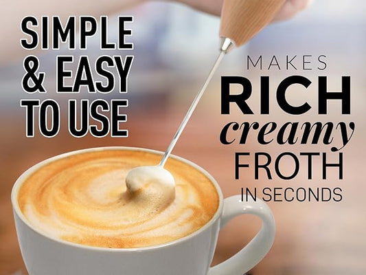 Zulay Kitchen Milk Frother Wand – High-Speed Handheld Frother with Upgraded Stand – Electric Foam Maker with Stainless Steel Whisk