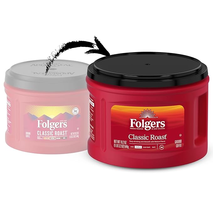 Folgers Classic Roast Medium Roast Ground Coffee, 19.2 Ounces (Pack of 6)
