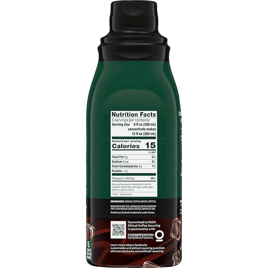 Starbucks Cold Brew Coffee Concentrate, Signature Black Iced Coffee, 32 fl oz