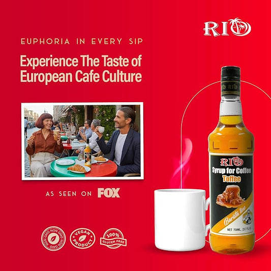 RIO Toffee Flavoring Coffee Syrup Perfect for Hot or Iced Drinks and Desserts, Rich and Buttery, Sweetened with Pure Cane Sugar, Barista-Grade
Flavor Syrups For Coffee Drinks at Home & Work - 700ml