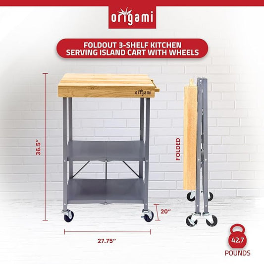 Origami SMBT-02 Foldable Kitchen Island Cart