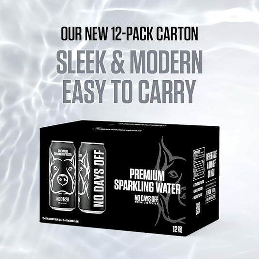 NO DAYS OFF Premium Sparkling Water - 12 Pack,16 fl oz, Sparkling (Unflavored) - Ultra-Purified Reverse Osmosis with Gentle Carbonation, Served in BPA-free 100% Recyclable Cans
