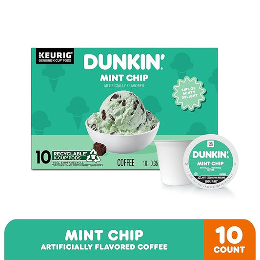 Dunkin’ Mint Chip Artificially Flavored Coffee, Keurig K-Cup Pods, 10 Count Box