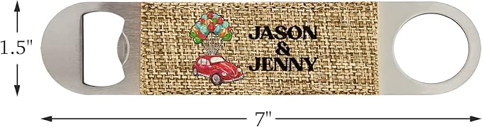 Smile Art Design Family Couple Names Custom Drink Bottle Opener Burlap Material Car Design Personalized Prints Personalized Gifts House Warming Rustic Decor Style9