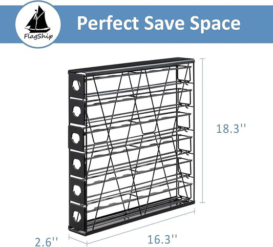 FlagShip 6-Tier Coffee Pod Holder for K Cup - 48 Capsule Max Capacity Metal Rack, Ultra-Efficient Corner Storage Space Saving Design