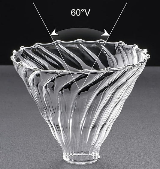 Glass Coffee Dripper/Filter - Glass Pour Over Coffee Cone with Bamboo Stand, Drip Coffee Maker Funnel Accessories for Home or Office, 1-5 Cups