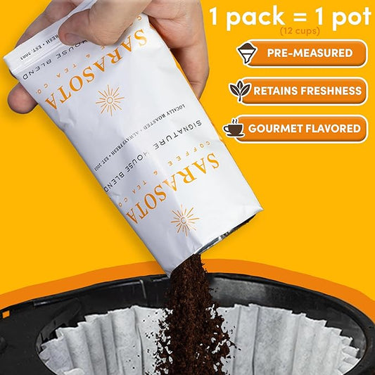 Coffee Packets – 2oz Ground Coffee Packs, Breakfast Blend, 36 Single-Pot Pouches, Low Acid Medium Roast, Mold-Free, Ideal for Office & Hospitality