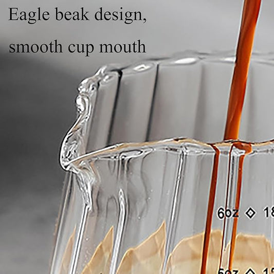 Wooden Handle Coffee Cup with Scale, Espresso Accessories Double Scale Glass Measuring Cup Milk Frother Glass Cup V-Shaped Espresso Cup
