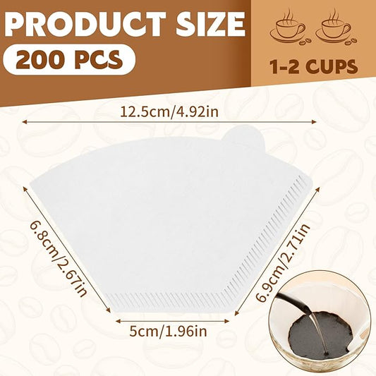 DTFMZOV 200 Count Coffee Filters #1, Disposable Coffee Filters, U Shape Coffee Paper Filter for Pour Over and Drip Coffee Maker, Suitable for Home Coffee Shop (1-2 Cup)