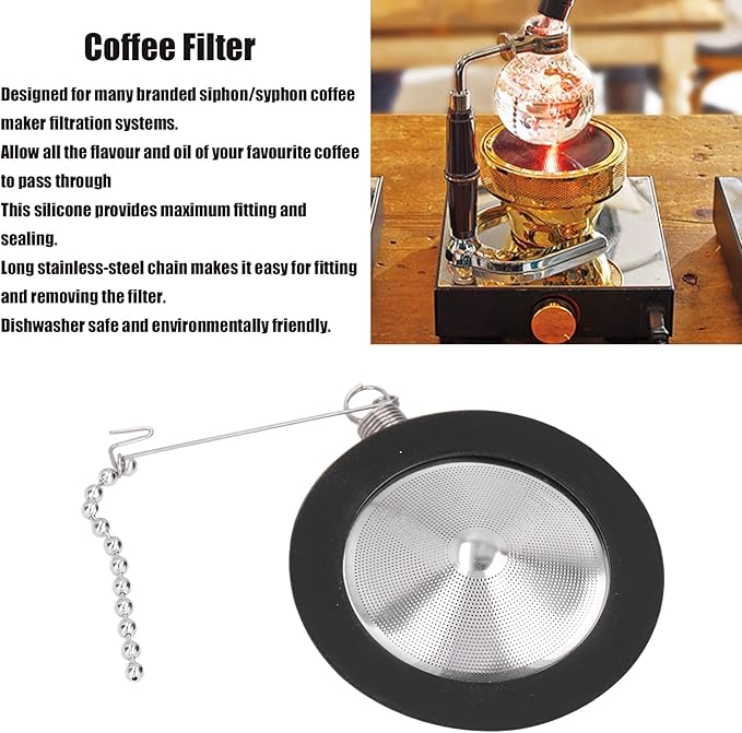 Siphon Coffee Filter Syphon Coffee Maker Stainless Steel Silicone Siphon Pot Filter Replacement Stainless Steel Silicone Dishwasher For Syhon Coffee Maker