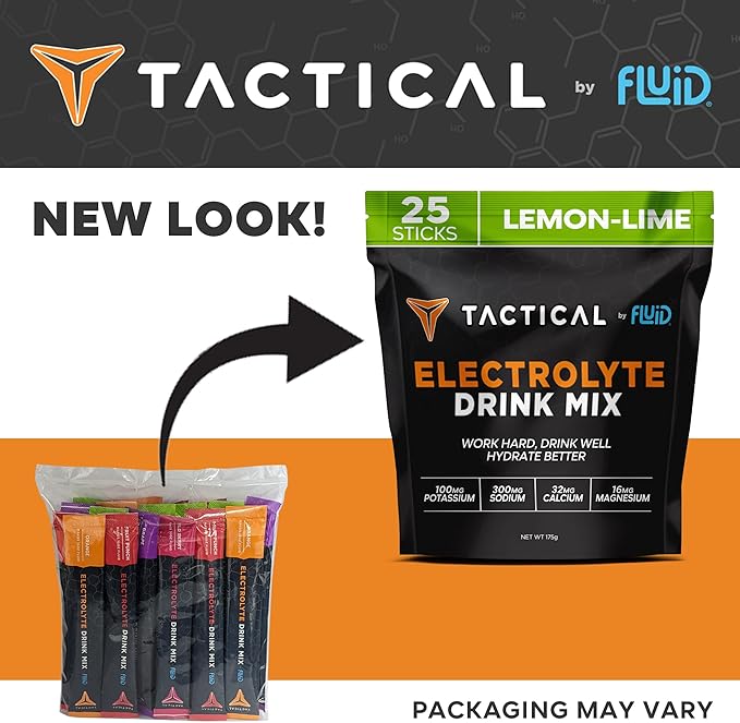 Fluid Tactical - 25 Count Electrolyte Powder | Lemon Lime | Travel Ready Drink Mix | Extreme Re-Hydration