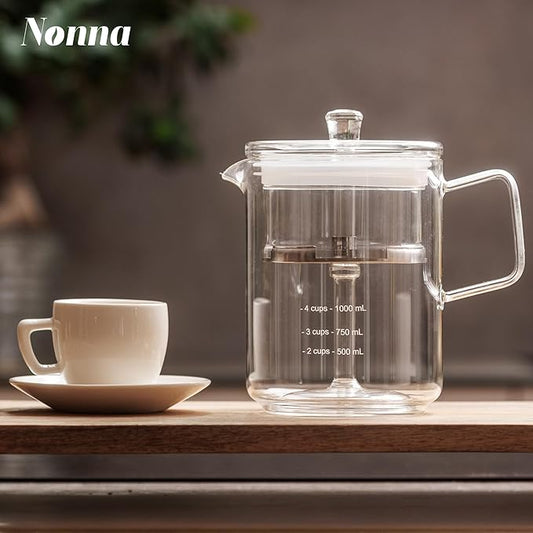 NONNA 2.0 Glass Coffee Percolator - Borosilicate Glass & Stainless Steel Retro Percolator | Eco Friendly Coffee Gift | BPA Free | Stovetop Glass Coffee Percolator (1 Unit)