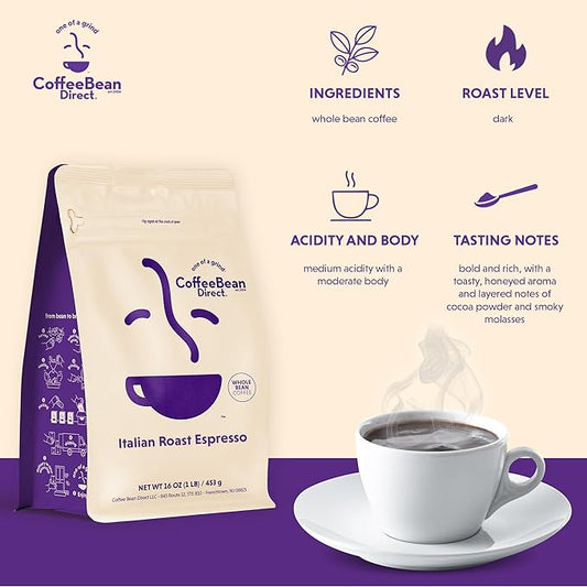 Coffee Bean Direct Signature Coffee Variety Bundle – Breakfast Blend, Italian Espresso & Jamaican Blue Mountain Style, Whole Bean, 1 Pound Bags (Pack of 3)