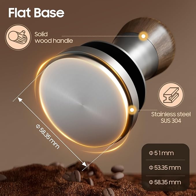 MHW-3BOMBER Espresso Tamper 58.35mm with Sound Feedback Calibrated Coffee Tamper 30lbs Tamper Tool Espresso Flat Base, T6184T