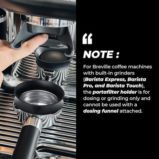 54mm Magnetic Dosing Funnel and Puck Screen Set - Espresso Coffee Dosing Ring - 19mm Anodized Aluminum with 8 Neodymium Magnets Fits 54mm Breville Portafilter (Silver)