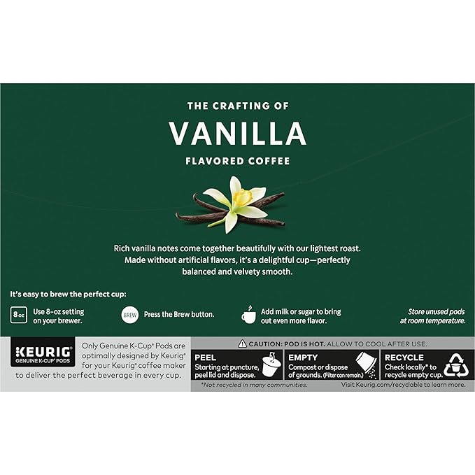 Starbucks K-Cup Coffee Pods, Flavored Hot or Iced Coffee, Vanilla, 60 Keurig Pods