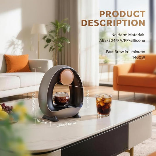 3 in 1 Single Serve Coffee Maker for K Cup, Ground and Tea Leaves, Grey Mini K Cup Coffee Brewer with One Button Operation,1400W 20s Fast Heating,Small Spaces for Bedroom/Dorms/Office/Kitchen