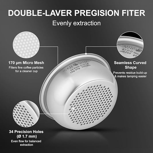 Mischief WorkshopMicroSieve Dual-Layer Espresso Coffee Basket 58.5mm, 170-Micron Precision Filter, 18-20g Capacity for Espresso Machines (Professional Barista Grade)