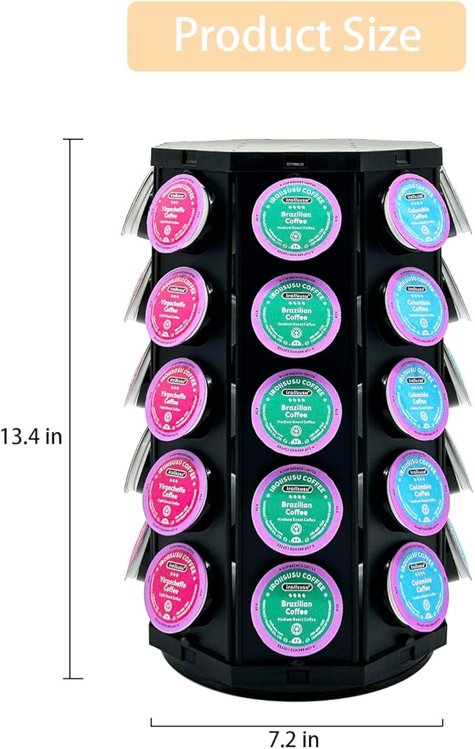 K Cup Coffee Pod Holder Storage Carousel Organizer Stand Compatible with 40 K-Cup Pods (Plastic)