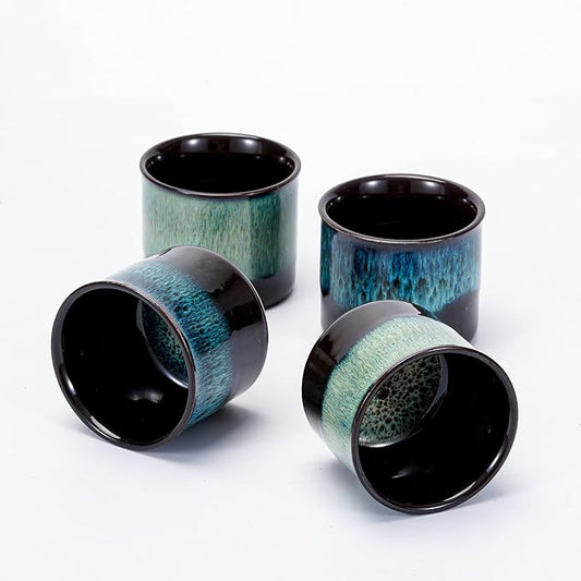 Espresso Cups Set of 2, Ceramic Espresso Cups, Expresso Shots Cups, 2.5oz Tea Cups, Demitasse Cups (2, full magic/full magic blue)