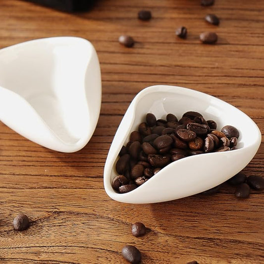 1 Piece Ceramic Coffee Beans Dosing Cup Coffee Bean Weighing Tray Coffee Bean Weighing Bowls Loose Leaf Tea Presentation Ceramic Tea Vessel Porcelain Cha He, 4 x 3 Inches, White
