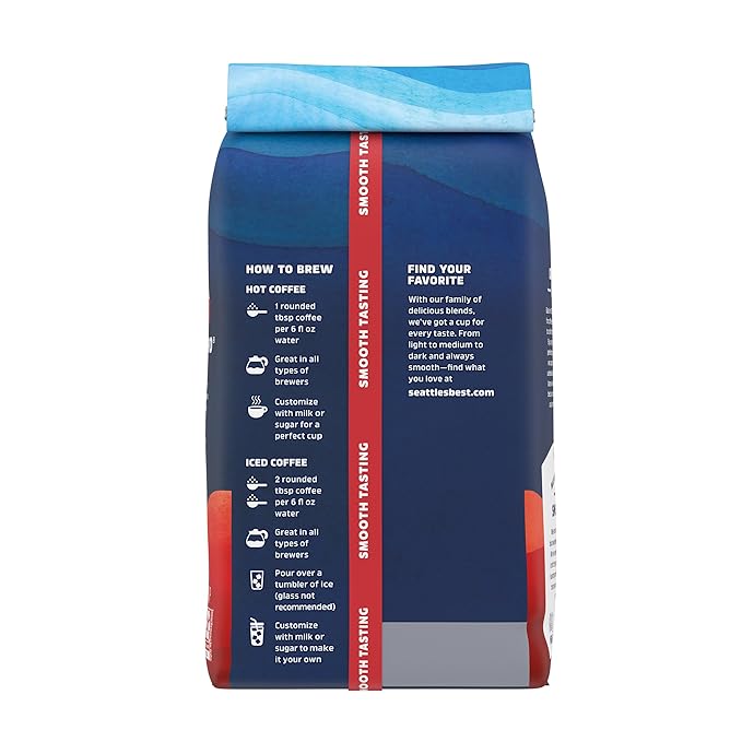 Seattle's Best Coffee Henry’s Blend Dark Roast Ground Coffee | 12 Ounce Bags (Pack of 6)