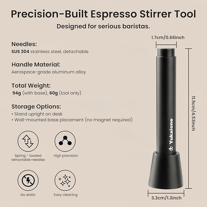 WDT Espresso Tool – Retractable Needle Coffee Stirrer with Aerospace Aluminum Body – Espresso Distribution Tool for Baristas and Home Brewers