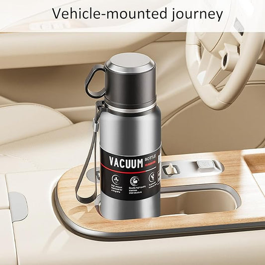 Double wall vacuum Leakproof stainless steel wide mouth insulated water bottle;tea tumbler with tea strainer infuser basket,cup and lid; travel coffee thermoses hot drinks;portable cold thermal flask