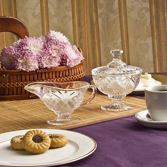 Godinger Dublin Sugar and Creamer Set, Clear