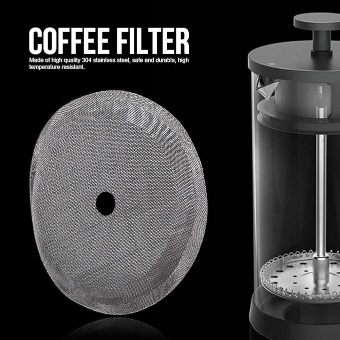 5Pcs Silver Universal French Press Filter Screen 3.6" 304 Stainless Steel French Press Filter Replacement Useful and Professional Coffee Filters