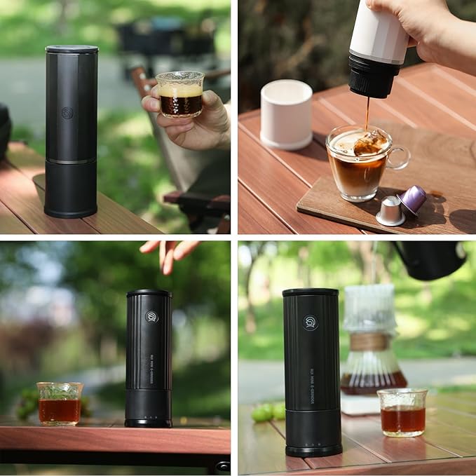 CUFEJORO portable coffee maker15 Bar Mini Coffee Maker USB-C & Car Charger, Lightweight Espresso Maker Black