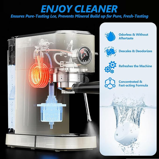 100 Pack Coffee Machine Cleaner Descaler Tablets,Coffee Maker Cleaner for Keurig, Ninja, Breville, Delonghi, Nespresso, Miele,Espresso Machine Cleaning Tabs,Descaling Solution for Coffee Pot Maker