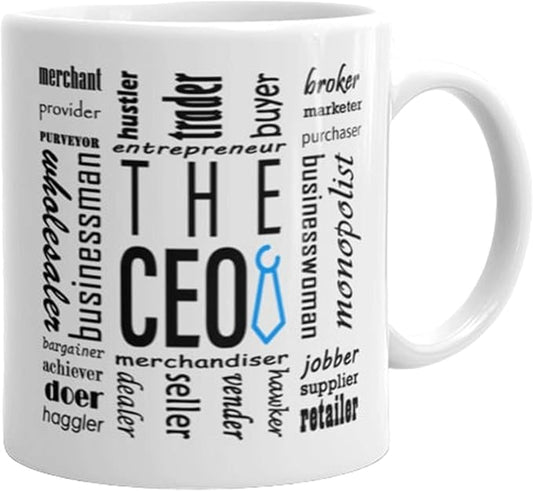 THE CEO Stylish Coffee Mug for Coffee Lovers - Premium Boss Mug with Gloss Finish - Premium Ceramic, Microwave Safe, 11oz Gift Mugs Special Edition (White)