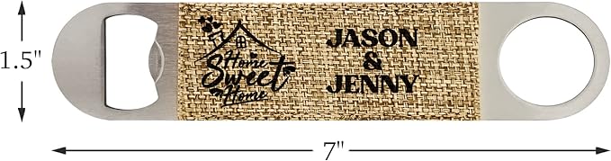 Smile Art Design Family Couple Names Custom Bottle Opener Burlap Material Family Name Home Sweet Home Print Personalized Gifts House Warming Wedding Gift Rustic Home Decor Style11